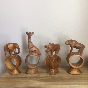 African Hand Craved Napkin Rings | set of 4